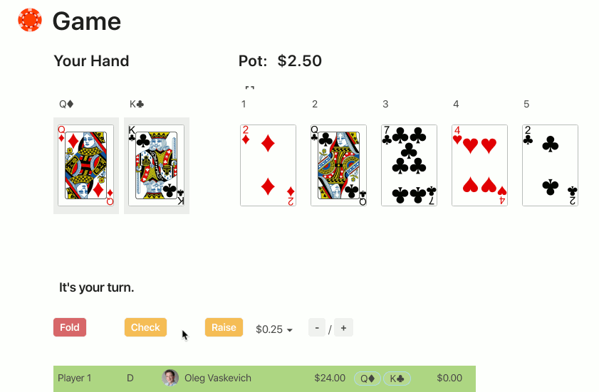 Online Poker in a Document